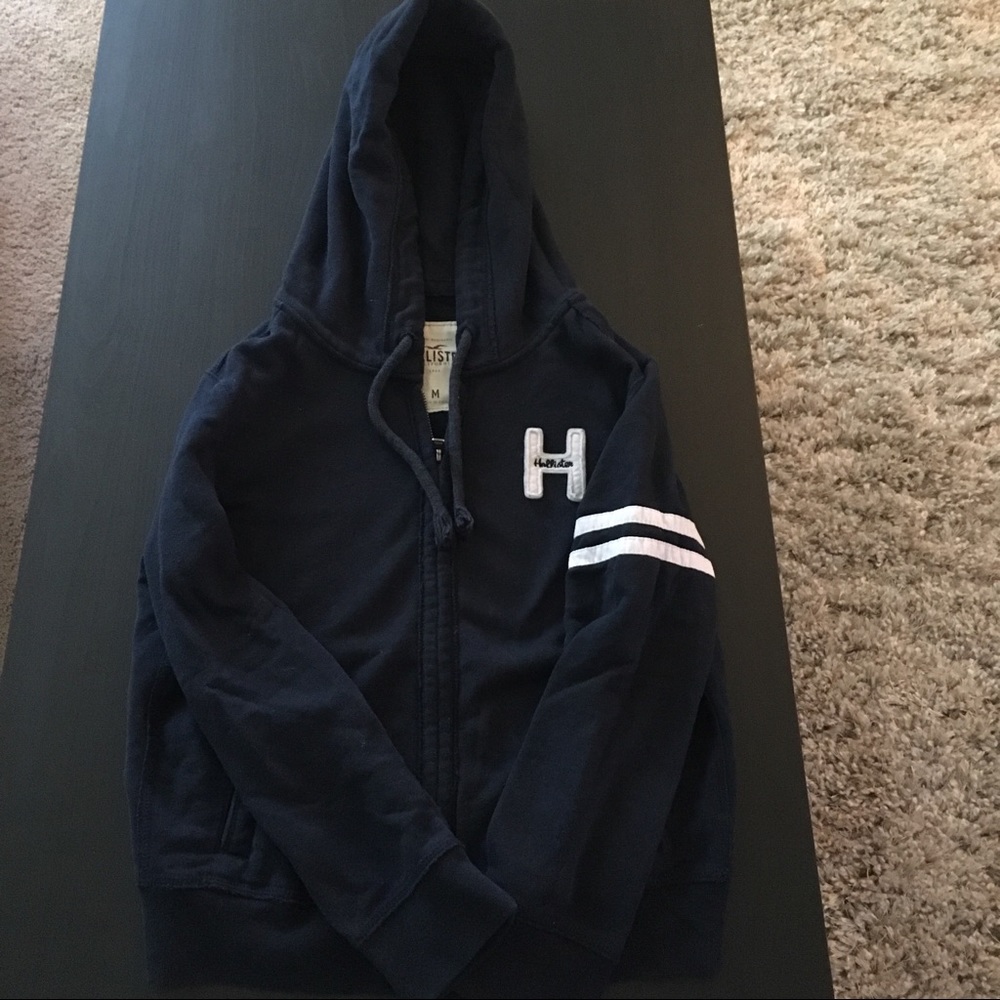 Hollister navy 3/4 sleeve zip up